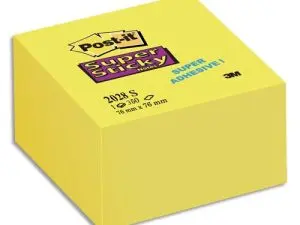 BLOC-NOTES POST-IT CUBE SUPER STICKY 76X76MM 350F REPOSITIONNABLES ADHÉSIF RENFORCÉ COLORIS JAUNE    2028-S
