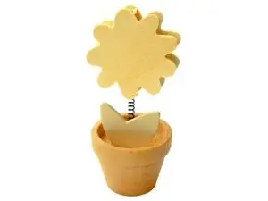 CLIP MÉMO FANTAISIE BOIS SUR RESSORT FORME POT FLEUR 11CM