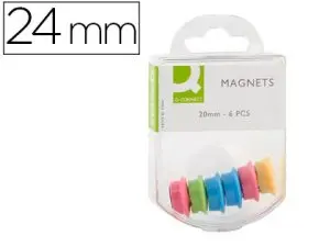 AIMANT Q-CONNECT DIAMÈTRE 20MM AFFICHAGE SIGNALISATION TOUTES SURFACES MÉTALLIQUES COLORIS ASSORTIS BOÎTE 6 UNITÉS