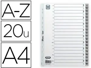 INTERCALAIRE OXFORD POLYPROPYLÈNE SOUPLE GRIS 20 POSITIONS A4 210X297MM DÉSIGNATION ALPHABÉTIQUE ONGLETS BICOLORES