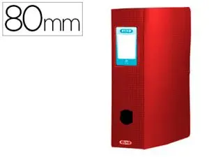 BOÎTE CLASSEMENT OXFORD MEMPHIS POLYPROPYLÈNE OPAQUE 7/10E DOS 80MM BOUTON PRESSION COLORIS ROUGE