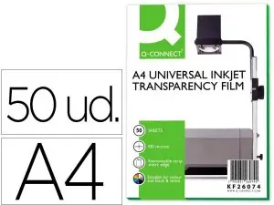 TRANSPARENT Q-CONNECT ÉCONOMIQUE OHP IMPRIMANTE JET ENCRE FORMAT A4 BANDE DÉTACHABLE BOÎTE 50 UNITÉS