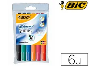 MARQUEUR BIC VELLEDA 1741 EFFAÇABLE POINTE OGIVE TRACÉ 2MM ENCRE CÉTONE FORMAT STYLO GRANDE LONGÉVITÉ POCHETTE 6 UNITÉS