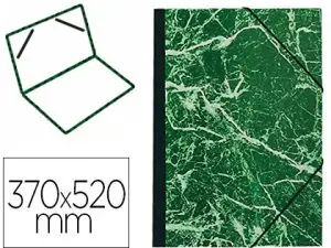CARTON À DESSIN EXACOMPTA PAPIER MARBRÉ VERT 90G DOS KOVERIL NOIR FERMETURE ÉLASTIQUE 370X520MM