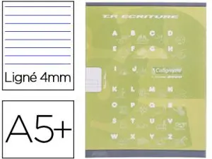 CAHIER CLAIREFONTAINE MATERNELLE COUVERTURE CARTE OFFSET 17X22CM 32 PAGES 16 DOUBLE LIGNE 4MM/16 UNIES 90G VERT