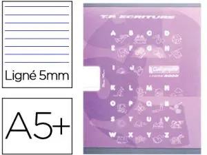 CAHIER CLAIREFONTAINE MATERNELLE COUVERTURE CARTE OFFSET 17X22CM 32 PAGES 16 DOUBLE LIGNE 5MM/16 UNIES 90G VIOLET