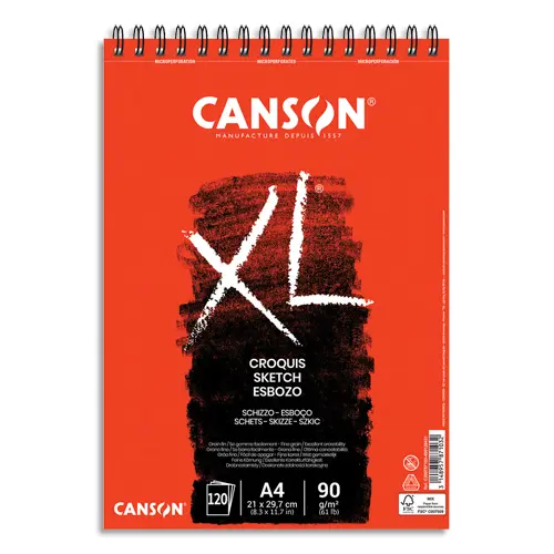 BLOC CROQUIS CANSON XL SPIRALE PETIT CÔTÉ MICRO-PERFORATIONS 90G A4 120F