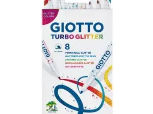 FEUTRE COLORIAGE GIOTTO TURBO GLITTER CAPUCHON VENTILÉ POINTE MOYENNE ENCRE PAILLETÉE BASE EAU COLORIS ASSORTIS ÉTUI 8U