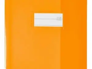 PROTÈGE-CAHIER ELBA STRONG LINE PVC CRISTAL 15/100E RABATS PORTE-ÉTIQUETTE ET ÉTIQUETTE 170X220MM ORANGE TRANSPARENT