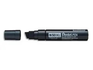 MARQUEUR PENTEL N50XL PERMANENT POINTE BISEAU EXTRA-LARGE CORPS ALUMINIUM ENCRE À SOLVANT INDÉLÉBILE TOUT SUPPORT NOIR