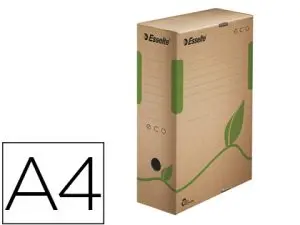 BOÎTE ARCHIVES ESSELTE CARTON BRUN ÉCO 233X327MM DOS 100MM IMPRESSION ENCRES ÉCOLOGIQUES LIVRÉE PLAT CERCLÉE