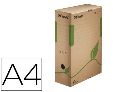 BOÎTE ARCHIVES ESSELTE CARTON BRUN ÉCO 233X327MM DOS 100MM IMPRESSION ENCRES ÉCOLOGIQUES LIVRÉE PLAT CERCLÉE