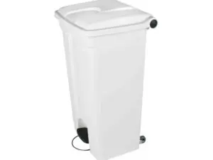 POUBELLE CONTAINER PÉDALE POLYÉTHYLÈNE RÉSISTE CHOCS AGENTS CHIMIQUES PRODUITS ENTRETIEN 2 ROUES 90L L500XH790XP400MM