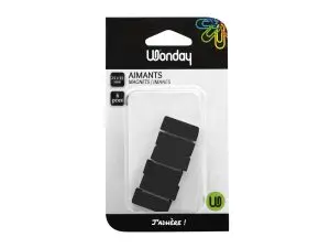 AIMANT RECTANGULAIRE 25MM COLORIS NOIR BLISTER 6 UNITÉS