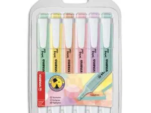 SURLIGNEUR STABILO SWING COOL PASTEL MODÈLE DE POCHE AVEC AGRAFE TRACÉ 1/4MM POCHETTE 6 COLORIS ASSORTIS