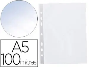 POCHETTE Q-CONNECT POLYPROPYLÈNE 10/100E PERFORÉE OUVERTURE DESSUS A5 148X210MM SACHET 100 UNITÉS