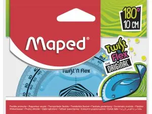 RAPPORTEUR MAPED TWIST'N'FLEX 180 DEGRÉS 10CM GRADUÉ SOUPLE INCASSABLE LUDIQUE 3 COLORIS ASSORTIS BLEU VERT ROSE