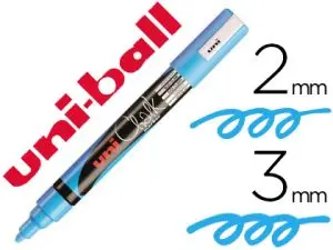MARQUEUR UNIBALL CRAIE CHALK POINTE FINE 2/3MM IDÉAL ARDOISES VITRINES RÉSISTE PLUIE COULEUR LUMINEUSE BLEU CLAIR