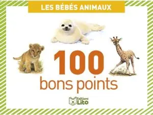 BON POINT ÉDITIONS LITO BÉBÉS ANIMAUX TEXTE PÉDAGOGIQUE AU VERSO 61X82MM BOÎTE 100 UNITÉS