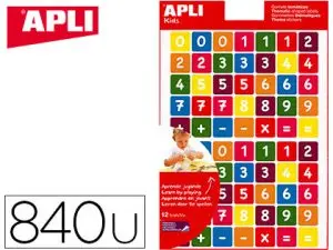 GOMMETTE APLI AGIPA REPOSITIONNABLE CARRÉE CHIFFRES COLORIS ASSORTIS POCHETTE 12F 840 UNITÉS