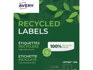 ETIQUETTE AUTOCOLLANTE AVERY ADRESSE RECYCLEE LASER BLANC  99,1 X 139 MM BOITE DE 400