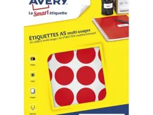 ETIQUETTE AVERY MULTI-USAGES DIAM. 30 MM IMPRESSION LASER  / JET D'ENCRE / COPIEUR       COLORIS ROUGE 240 UNITES
