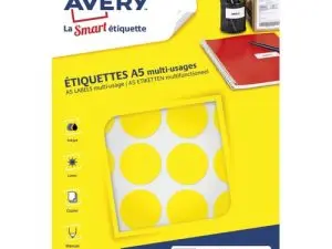 ETIQUETTE AVERY MULTI-USAGES DIAM. 30 MM IMPRESSION LASER  / JET D'ENCRE / COPIEUR       COLORIS JAUNE 240 UNITES