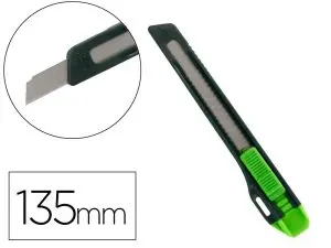 CUTTER XD-07 Q-CONNECT PLASTIQUE LAME 9MM ACIER RETRACTABLE INTERCHANGEABLE PRECOUPEE AVEC FREIN DE SECURITE ET ANSE