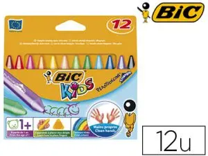 CRAYON CIRE BIC KIDS PLASTIDÉCOR TRIANGLE GROS 90MM DIAMÈTRE 12MM RÉSISTANT NON SALISSANT ÉTUI CARTON 12 UNITÉS