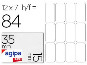 ÉTIQUETTE ADHÉSIVE APLI AGIPA BUREAU 15X35MM POCHETTE 84 UNITÉS