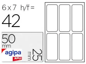 ÉTIQUETTE ADHÉSIVE APLI AGIPA BUREAU 25X50MM POCHETTE 42 UNITÉS