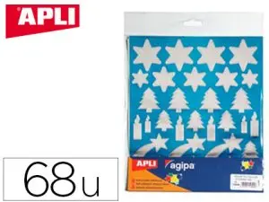 GOMMETTE NOËL APLI AGIPA COLORIS ARGENT FOND BLEU POCHETTE 68 UNITÉS