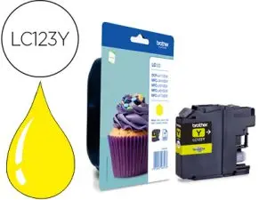 CARTOUCHE BROTHER JET D'ENCRE LC123Y COULEUR JAUNE 600P