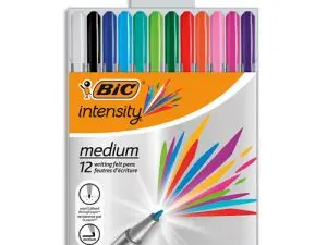 FEUTRE D'ECRITURE BIC INTENSITY POINTE MEDIUM PACK  SEMI DURABLE DE 12 UNITES     COLORIS ASSORTIS
