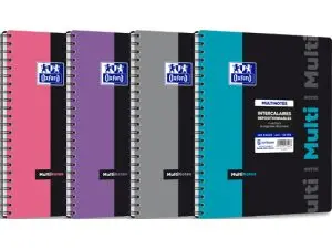 CAHIER MULTINOTES OXFORD ETUDIANTS RELIURE INTEGRALE COUVERTURE POLYPROPYLENE A4+ 160 PAGES PERFOREES 90G SEYES