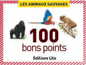 BON POINT ÉDITIONS LITO ANIMAUX SAUVAGES TEXTE PÉDAGOGIQUE AU VERSO 61X82MM BOÎTE 100 UNITÉS