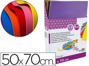PRÉSENTOIR DE 50 PLAQUES MOUSSE LIDERPAPEL 60G/M2 ÉPAISSEUR 1,5MM 500X700MM 10 COLORIS ASSORTIS