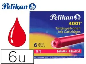CARTOUCHE PELIKAN COURTE STANDARD ROUGE ÉTUI 6 UNITÉS