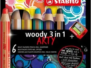 CRAYON DE COULEUR STABILO WOODY 3IN1 ARTY               MULTI-SURFACES EFFACABLE ETUI CARTON 6 UNITES ET