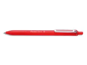 STYLO-BILLE PENTEL IZEE RETRACTABLE ECRITURE MOYENNE  POINTE 1MM ENCRE FAIBLE       VISCOSITE RECHARGEABLE ROUGE