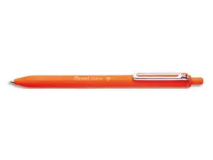 STYLO-BILLE PENTEL IZEE RETRACTABLE ECRITURE MOYENNE POINTE 1MM ENCRE FAIBLE VISCOSITE RECHARGEABLE ORANGE