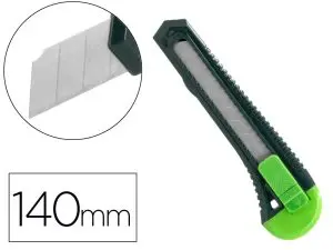 CUTTER XD-43 Q-CONNECT EN PLASTIQUE ABS LAME 18MM RETRACTABLE INTERCHANGEABLE PRECOUPEE AVEC FREIN DE SECURITE