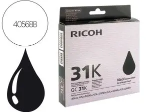 CARTOUCHE RICOH GC-31K GEL ENCRE 405688 COULEUR NOIR 1920P
