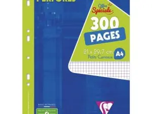 FEUILLET MOBILE CLAIREFONTAINE A4 21X29,7CM PAPIER VELIN VELOUTE 150 PAGES 90G 5X5MM PERFOREES SOUS FILM COLORIS BLANC