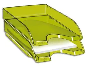 CORBEILLE À COURRIER CEP HAPPY POLYSTYRÈNE ANTICHOC A4 SUPERPOSABLE VERTICALE/ESCALIER 348X257X66MM COLORIS VERT BAMBOU