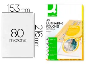 POCHETTE PLASTIFICATION Q-CONNECT À CHAUD ÉCONOMIQUE FORMAT A5 80 MICRONS BOÎTE 100 UNITÉS