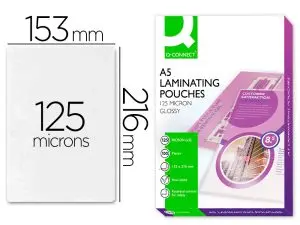 POCHETTE PLASTIFICATION Q-CONNECT À CHAUD ÉCONOMIQUE FORMAT A5 125 MICRONS BOÎTE 100 UNITÉS