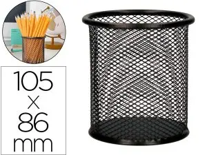 POT À CRAYONS Q-CONNECT MAILLE MÉTALLIQUE HAUTEUR 105MM DIAMÈTRE 86MM COLORIS NOIR