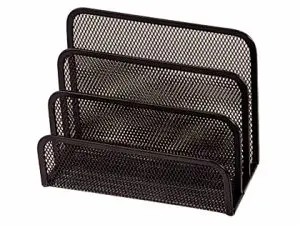 TRIEUR ENVELOPPES Q-CONNECT MÉTAL MESH MAILLE MÉTALLIQUE 3 COMPARTIMENTS COURRIER 175X140X80MM COLORIS NOIR