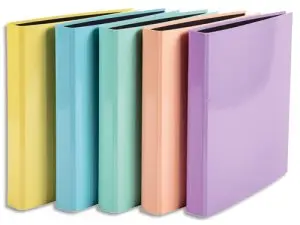 CLASSEUR EXACOMPTA AQUAREL 4 ANNEAUX D 25MM A4 CARTON PELLICULE COLORIS PASTEL ASSORTIS BLEU JAUNE CORAIL MAUVE VERT